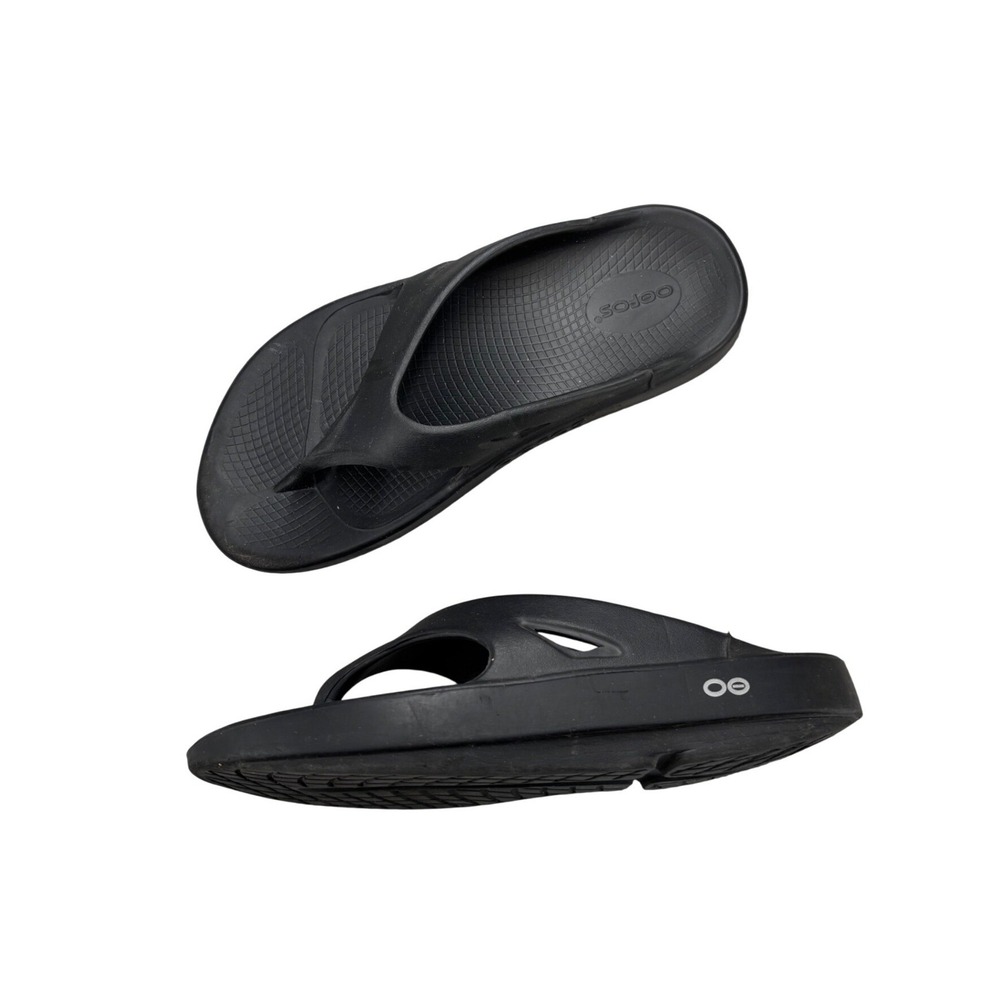 OOFOS OOriginal Recovery Sandals Black Mens 8 Womens 10 Thong Flip Flops EU 41